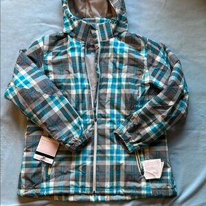 Blue and Gray Plaid Hooded Jacket